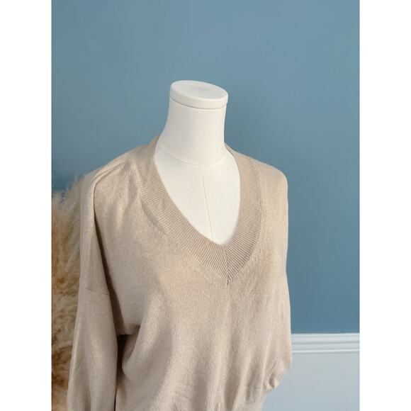 NWT Zara Wool Cropped Sweater Cozy Tan V Neck Womens Small - Picture 2 of 5